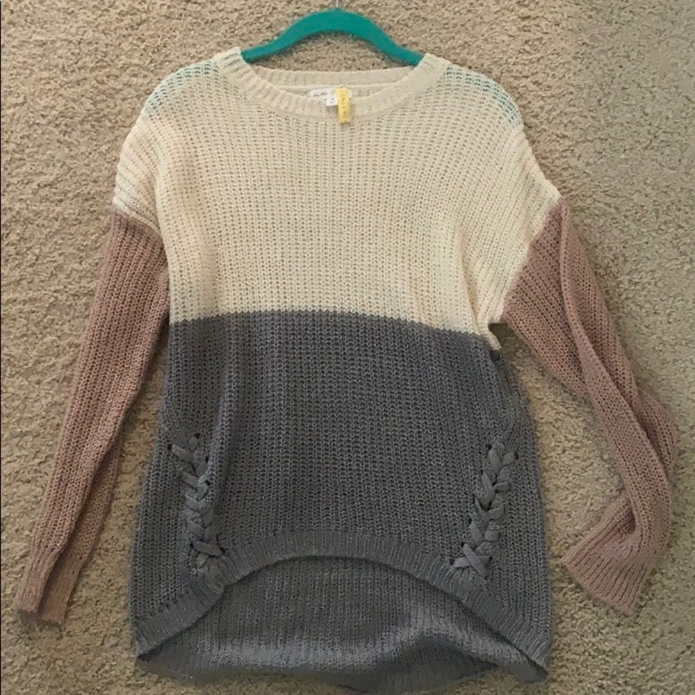 Pink grey and creme sweater,